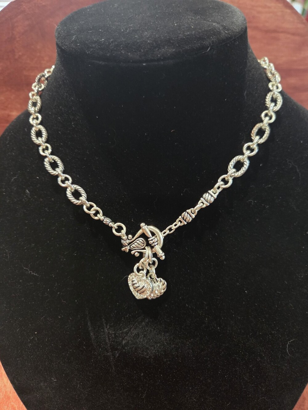 Vintage Premier Designs PDI Double Heart Toggle Chain Jewelry
